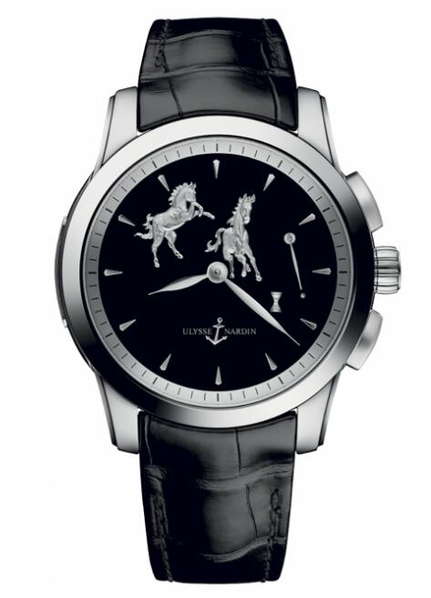 Review Best Ulysse Nardin Classic Hourstriker Platinum 6109-130/E2-HORSE watches sale